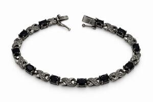 925 Sterling Silver Sapphire Infinity Link Tennis Bracelet Size 8